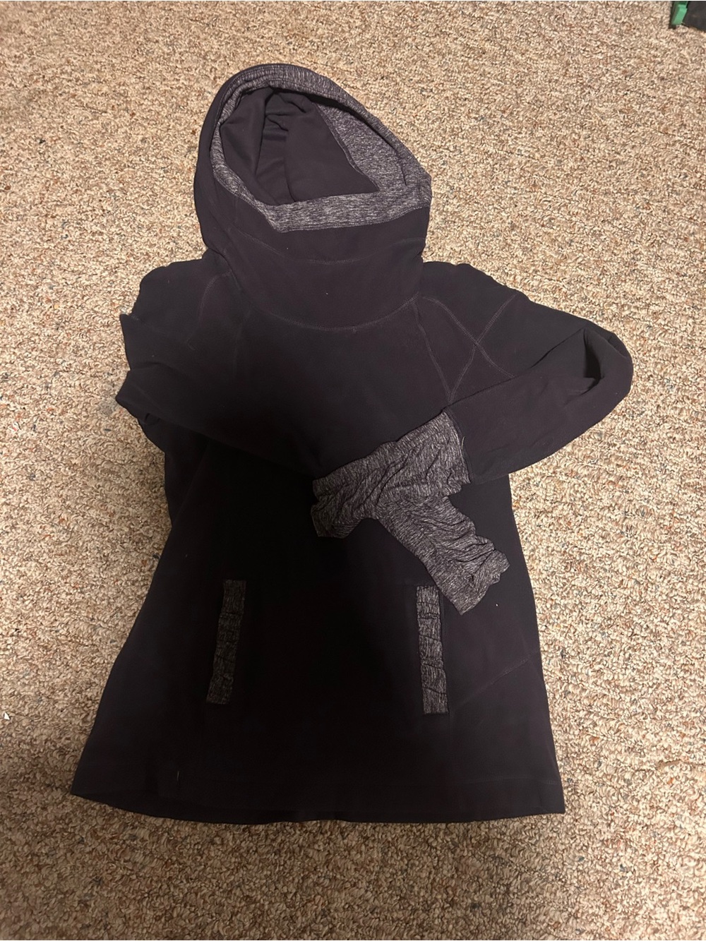 lululemon athletica Black Hoodie with Heather Gray Trim